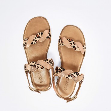 Sandalo leopard Col. Bronzo Cuoio