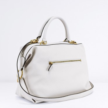 Borsa bauletto bianco da donna con applicazione logo oro sul davanti -  RICHMOND - Pavidas