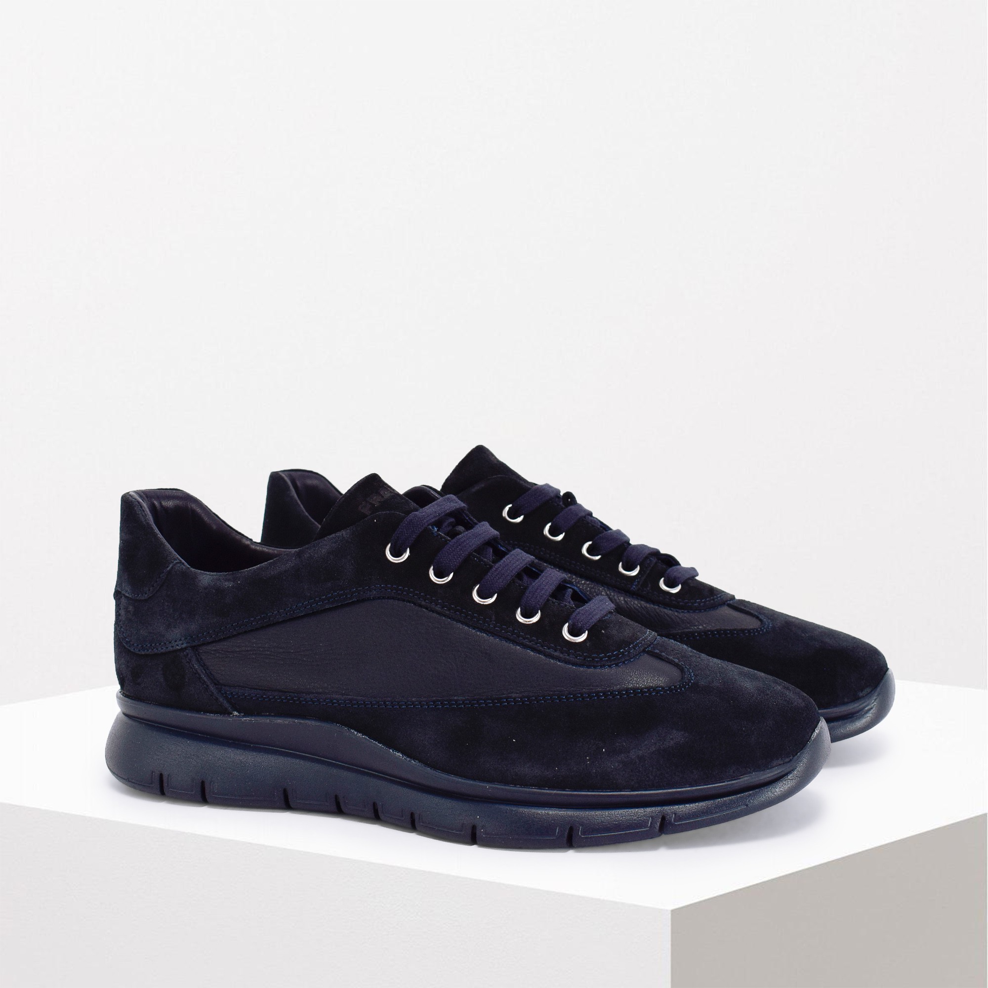 FRAU 22D1 Bianco Blu Scarpe Uomo Sneakers Lacci Pelle