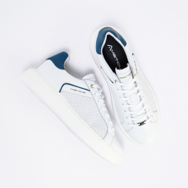 Sneaker in Pelle Col. Bianco Blu