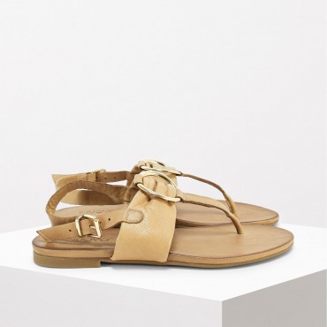 Sandalo Infradito in Pelle Col. Beige