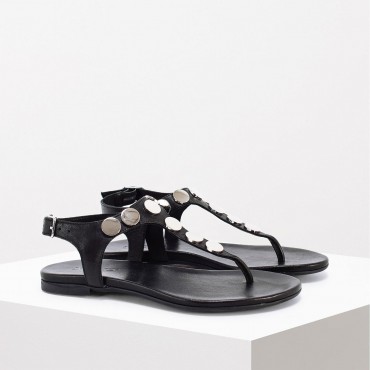 Sandalo Infradito in Pelle Col. Nero INUOVO - RICCI SHOP
