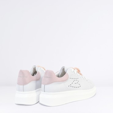 Sneaker in Pelle Col. Bianco Rosa