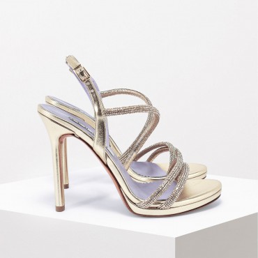 Sandalo altro strass Col. Platino