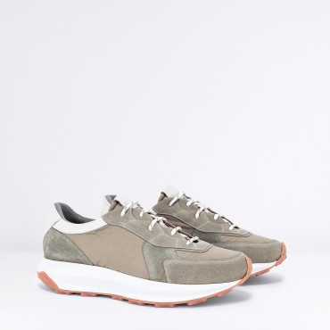 Sneaker Vibram pelle e camoscio Col. Beige