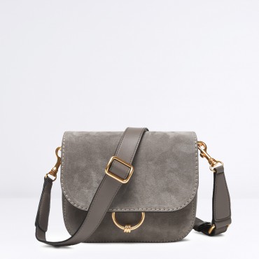 Borsa Meg in suede e pelle Col. Grigio