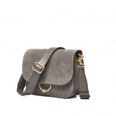 Borsa Meg in suede e pelle Col. Grigio