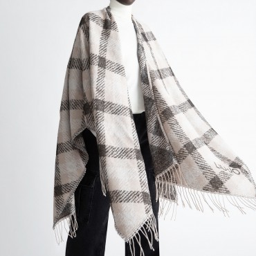 Poncho check jacquard all over