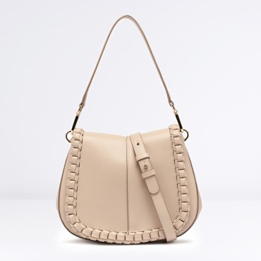 Borsa Helena Round in pelle Col. Crema