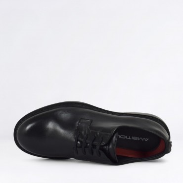 Stringata Derby in Pelle Col. Nero