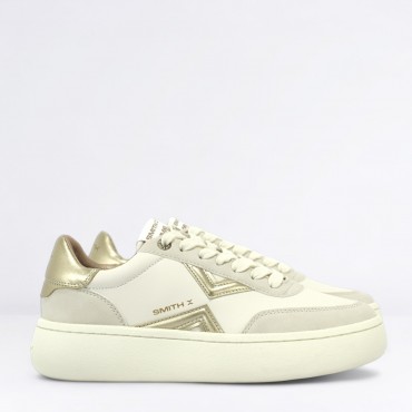 Sneaker in Pelle Col. Ghiaccio Oro
