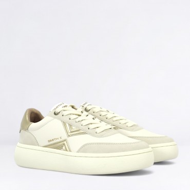 Sneaker in Pelle Col. Ghiaccio Oro
