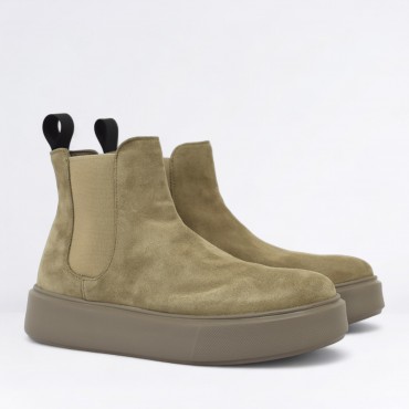 Tronchetto Chelsea in camoscio Col. Beige