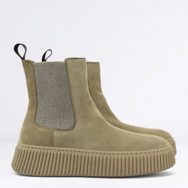 Tronchetto Chelsea in camoscio Col. Beige