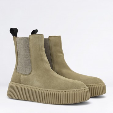 Tronchetto Chelsea in camoscio Col. Beige