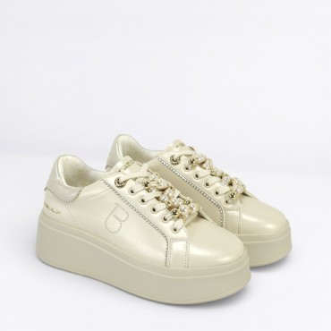 Sneaker in pelle Col. Beige