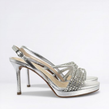 Sandalo con Strass Col. Argento