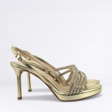 Sandalo con Strass Col. Platino