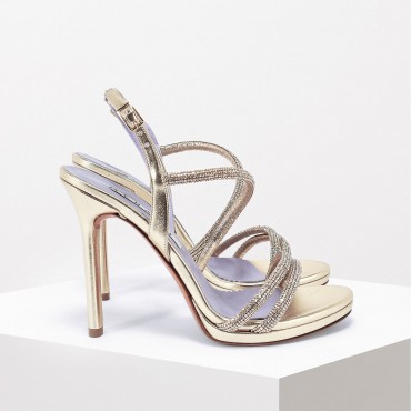 Sandalo altro strass Col. Platino