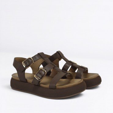 Sandalo in pelle Col. Marrone