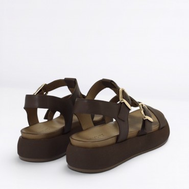 Sandalo in pelle Col. Marrone