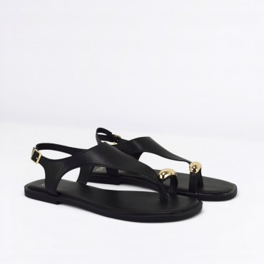 Sandalo Infradito in pelle Col. Nero