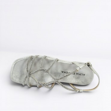 Sandalo strass Col. Argento