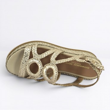 Sandalo zeppa Col. Oro